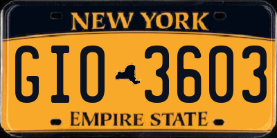 NY license plate GIO3603