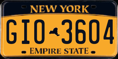 NY license plate GIO3604
