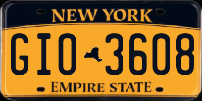 NY license plate GIO3608