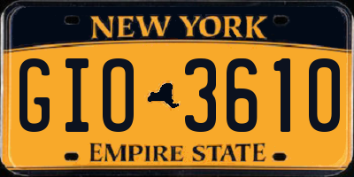 NY license plate GIO3610