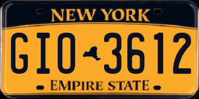 NY license plate GIO3612