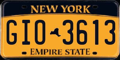 NY license plate GIO3613