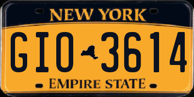 NY license plate GIO3614