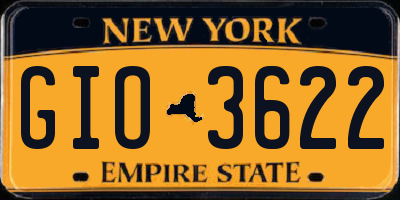 NY license plate GIO3622