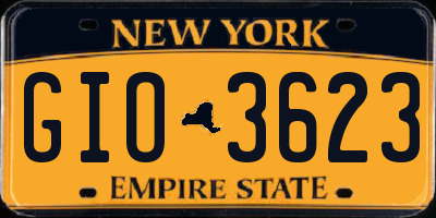 NY license plate GIO3623