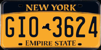 NY license plate GIO3624