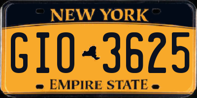 NY license plate GIO3625