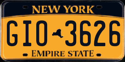 NY license plate GIO3626