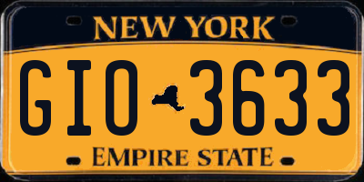 NY license plate GIO3633