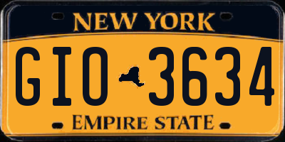 NY license plate GIO3634