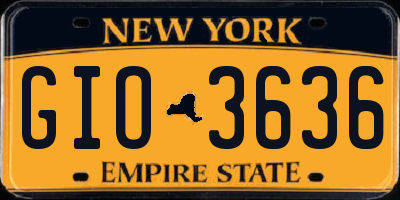 NY license plate GIO3636