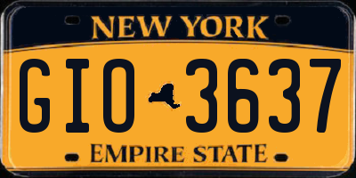 NY license plate GIO3637