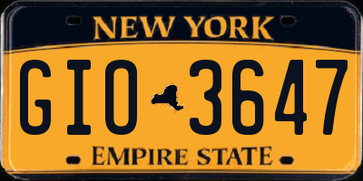 NY license plate GIO3647