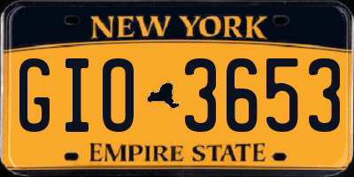 NY license plate GIO3653