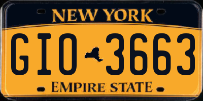 NY license plate GIO3663