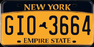 NY license plate GIO3664