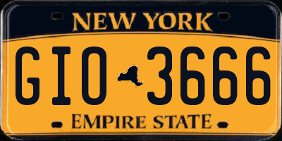 NY license plate GIO3666