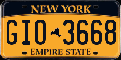 NY license plate GIO3668