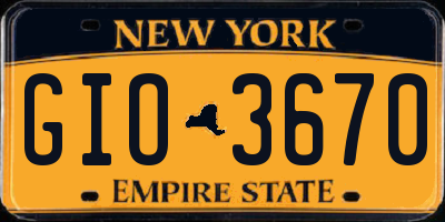 NY license plate GIO3670