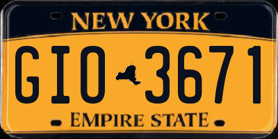 NY license plate GIO3671