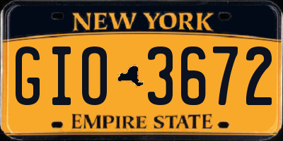 NY license plate GIO3672