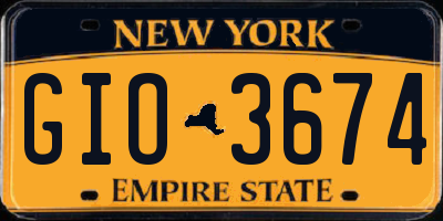 NY license plate GIO3674