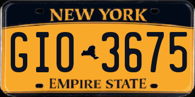 NY license plate GIO3675