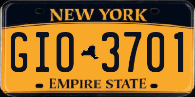 NY license plate GIO3701