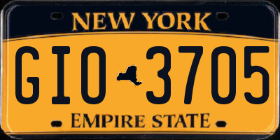 NY license plate GIO3705