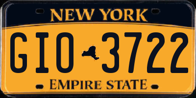 NY license plate GIO3722