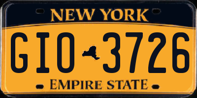 NY license plate GIO3726