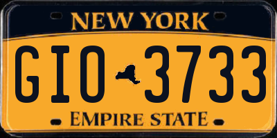 NY license plate GIO3733
