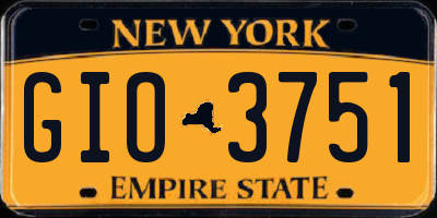 NY license plate GIO3751
