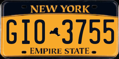 NY license plate GIO3755