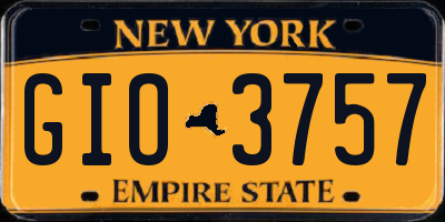 NY license plate GIO3757