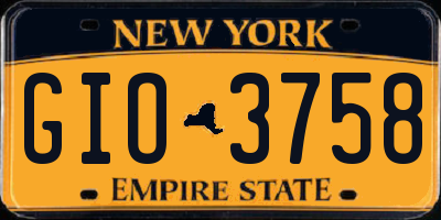 NY license plate GIO3758