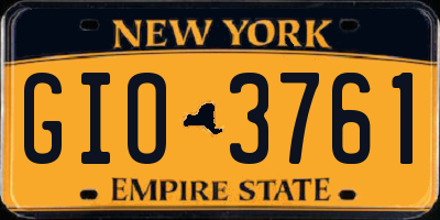 NY license plate GIO3761