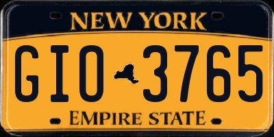 NY license plate GIO3765