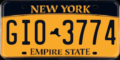NY license plate GIO3774