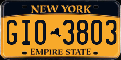 NY license plate GIO3803