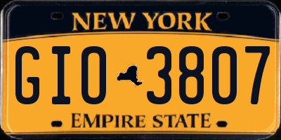 NY license plate GIO3807