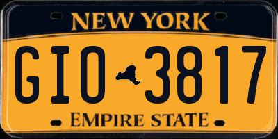 NY license plate GIO3817
