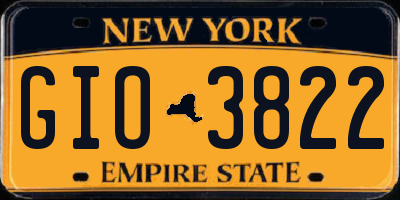 NY license plate GIO3822