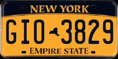 NY license plate GIO3829