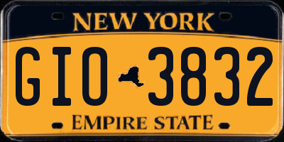 NY license plate GIO3832