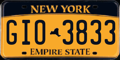 NY license plate GIO3833
