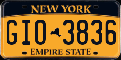 NY license plate GIO3836