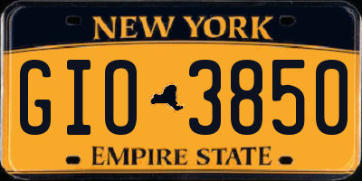 NY license plate GIO3850