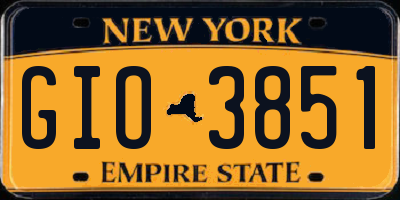 NY license plate GIO3851