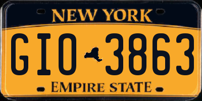NY license plate GIO3863